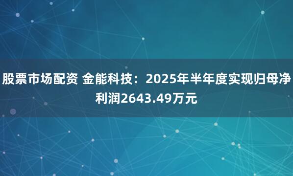 股票市场配资 金能科技：2025年半年度实现归母净利润2643.49万元
